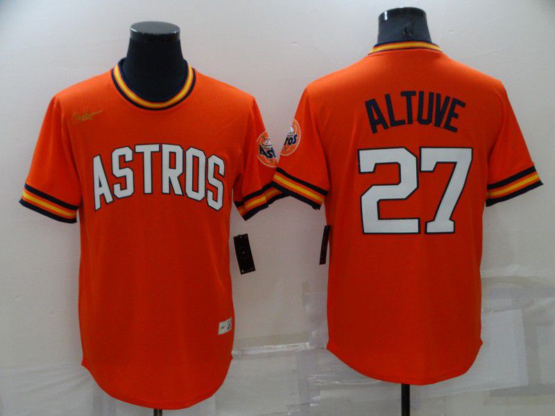 Men Houston Astros #27 Altuve Orange Game Throwback Nike 2022 MLB Jersey